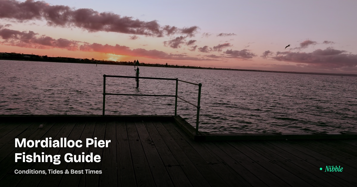 Mordialloc Pier at sunset over Port Phillip Bay -- fishing conditions guide