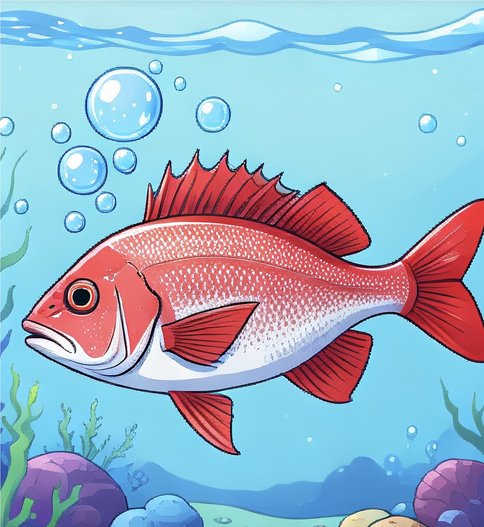 Red snapper illustration -- Port Phillip Bay snapper fishing guide
