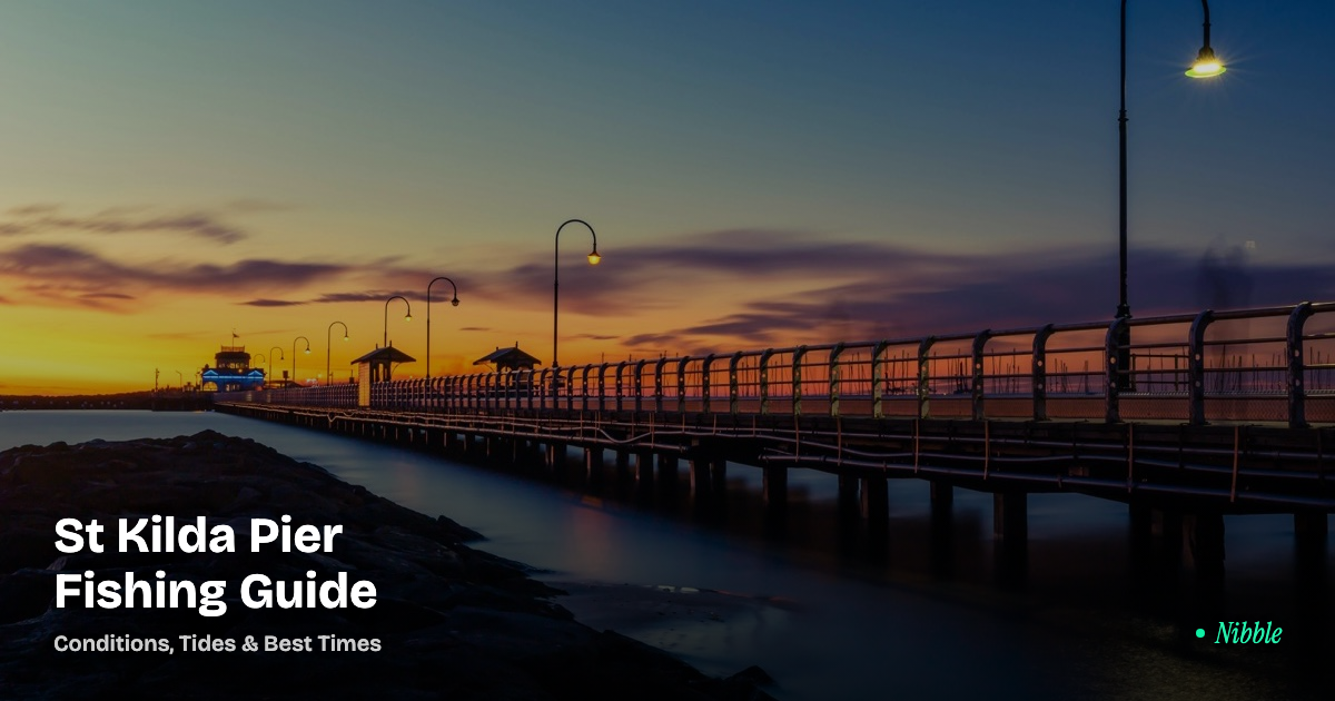 St Kilda Pier lit at dusk -- fishing conditions guide